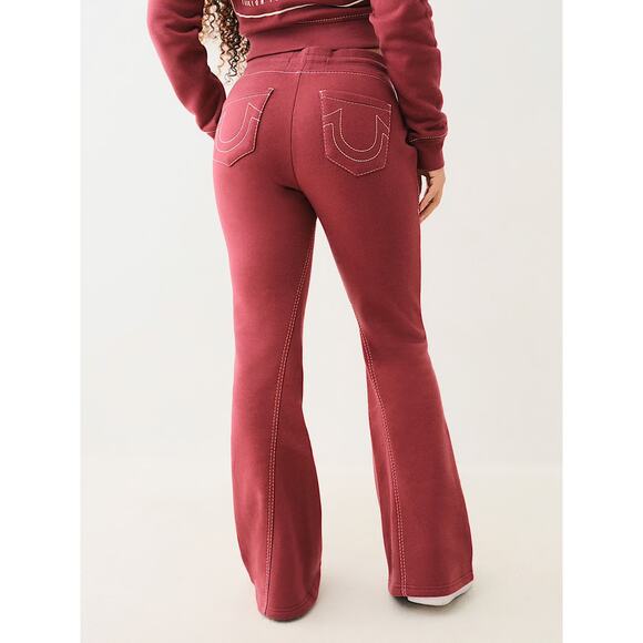 NWT True Religion Joey Mid Rise Big T Flare Sweat‎ Pants Red Women’s Size Medium - Picture 2 of 10